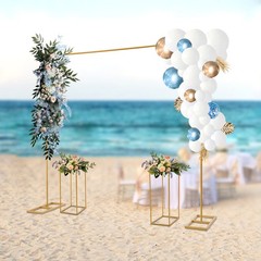 Gold Wedding Arch Kit 6.56ft With 2 Flower Stands Heavy Duty Balloon Backdrop