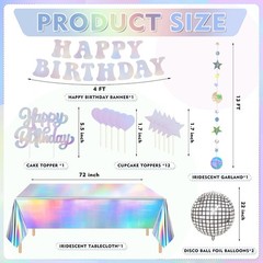 Iridescent Birthday Party Decoration Set 78Pcs, Disco Groovy 60s 70s Party Su…