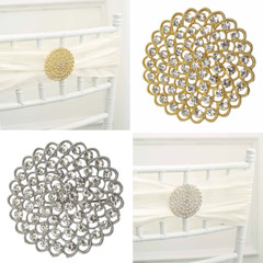 3 in Metal Rhinestones Flower Brooch Chair SASH PIN Party Events Decorations