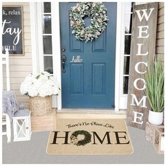 Welcome Mats for Front Door Farmhouse Home Door Mat Rustic Quote Wreath Doorm…