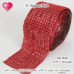 4.75″ Diamond Square Pearl Flower Bead Mesh Wrap Crystal Rhinestone Ribbon Roll