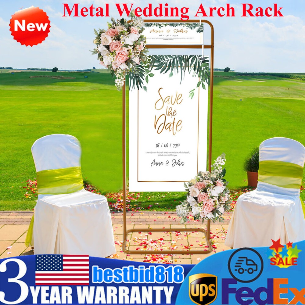 Metal?Wedding?Arch Rack Sign Poster Stand Metal Frame Garden?Display Stand Gold