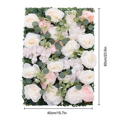6Pcs Flower Wall Panel Rose Flower Backdrop Silk Fabric Floral Wall Mat 60x40cm