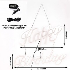 32″ Warm White Happy Birthday Neon Sign LED WALL LIGHTS Party Events Decorations