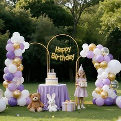 3-Piece Gold Arch Backdrop Stand Set: 6ft/5ft/4ft Metal Wedding Party Decor