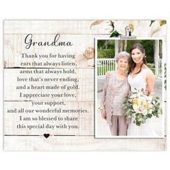 SUNBMO Wedding Picture Frame Gift for Grandma from Bride, white