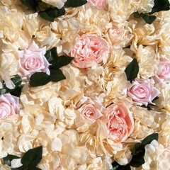 12 Pcs Artificial Rose Flower Wall Panel Bouquet Wedding Party Backdrop Decor.