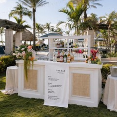 Cocktail Hour Drink Menu Fabric Banner Wedding Bar Signage