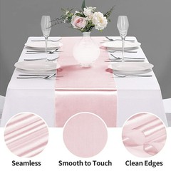 5-Pack Satin Table Runner Rose Gold 12 x 108 inches Long, Table Runners for W…