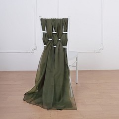 10 Olive Green Premium Chiffon Wide CHAIR SASHES Wedding Reception Decorations