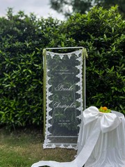 Lace Sheer Wedding Welcome Sign, Tulle Fabric Ceremony Banner