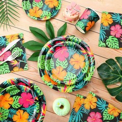 200 Pcs Tropical Nights Hawaiian Aloha Party Supplies Serve 50 Guests Luau Pa…