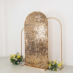 7 ft GOLD Big Payette Sequin Fitted Round Top Wedding Arch STAND COVER Party