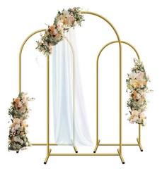 HEMMOTOP Gold Metal Arch Backdrop Stand Set of 3 – 6FT 5FT 4FT Wedding Party