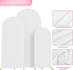 Set of 3 Spandex Wedding Arch Covers 4ft 5ft 6ft White Backdrop Decoration
