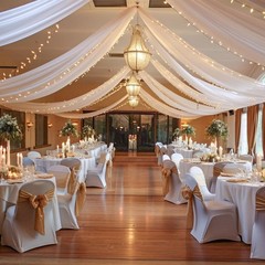 6 Panels White Ceiling Drapes with Lights for 60″W x 360″L (Pack of 6),