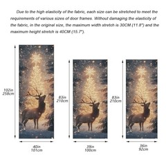 Christmas Deer Door Cover, Stretch Fabric Backdrop Door Porch 35 x 79 in