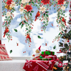 9 Sheets Christmas Floral Window Cling Stickers Hanging Poinsettia Flowers Eucal
