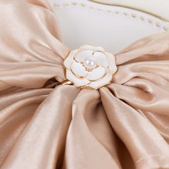 10 WHITE Pearl Floral Metal Chair SASH PIN Buckles GOLD Rim Party Decorations