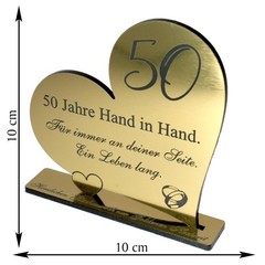 Golden Wedding Gift Wedding Anniversary 50 Years Gold Wedding Heart Decoration 10cm