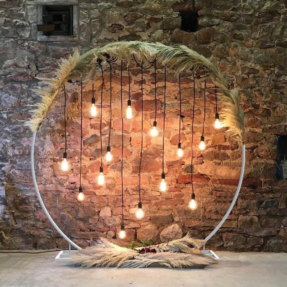 Metal Round Wedding Backdrop Stand Free Standing Falling Curtain Arch Venue Deco