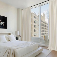 SMILETIME Ivory White 108in Long Velvet Curtains with Rod Pocket Thermal Insu…