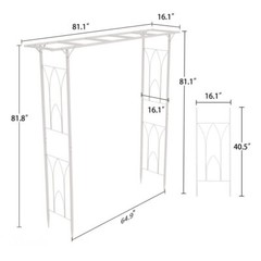 82″ Sturdy Metal Garden Arch Gothic Arbor Garden Trellis Climbing Plant Growing