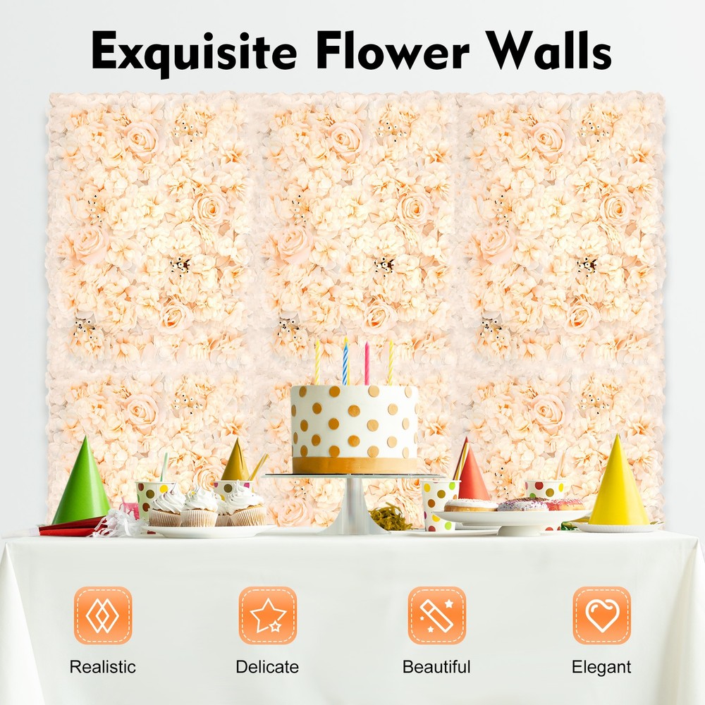 40x60cm Artificial Fake Flower Wall Panel Banquet Wedding &Party Decor 6pc