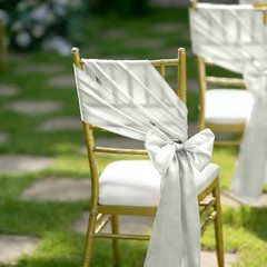 60 PCS 7×108 Inch Satin Chair Sashes Bows Universal Chair Cover 60 Pcs Silver