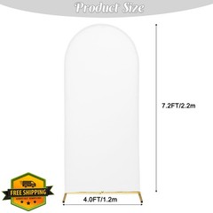 FEINIGESI 7.2FT White Wedding Arch Cover Round Top