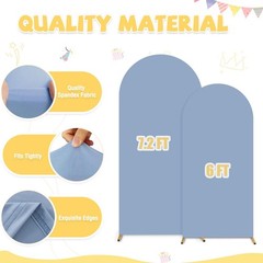 OMKSIH Dusty Blue Arch Cover Set of 2 Wedding Arch Stand Covers 7.2FT 6FT