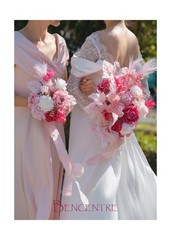 7 Inch Hot Pink Bridesmaid Bouquet for Wedding, Set of 4, Small Wedding Bouqu…