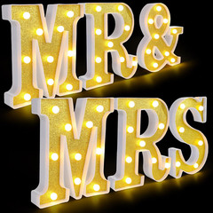 6 Pcs Mr and Mrs LED Sign Wedding Decor Sweetheart Table Decoration Mr and Mrs