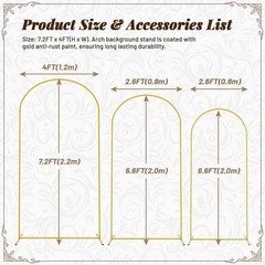 7.2FT, 6.6FT, 6FT Arch Backdrop Stand for Wedding Ceremony Birthday Party Garden