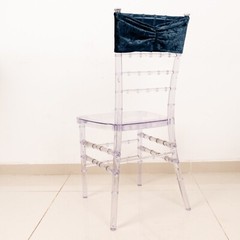 NAVY BLUE 5 Velvet Ruffled STRETCHABLE CHAIR SASHES Wedding Party Decorations