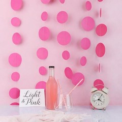 Hot Pink Paper Garland Circle Dot Party Banner Wall Streamers Backdrop Ceilin…