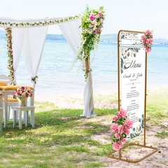Metal Photo Display Stand Gold Wedding Arch Rectangle Rack Sign Poster Stand USA