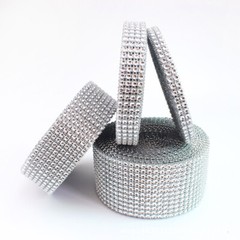 2 Rolls Gold/Silver Diamond Mesh Rhinestone Crystal Ribbon Wrap Various Sizes