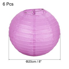 6pcs 8 Inch Folding Hanging Paper Lanterns Medium Lampshade Pink