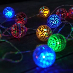 10 LED 2″ Disco Balls String Lights 5.5ft, Battery Operated Portable Decorati…
