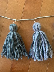 Gray Tassel Garland Yarn Pom Banner Decorative Wall Hanging Decor College Dorm