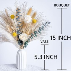 Dried Flowers Reed diffusers kit, Ceramic Vase Included, Reed Whitegreen