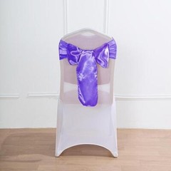 10 Purple Satin CHAIR SASHES Ties Bows Wedding Ceremony Reception Decorations