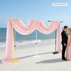 2-piece Set Adjustable Height Wedding Backdrop Metal Stands With 35*25cm Base