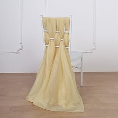 5 Champagne Premium Chiffon Wide CHAIR SASHES Wedding Reception Decorations
