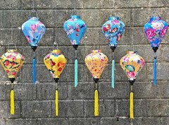 Set 8 Hoi An Silk Lanterns 22cm: Flower Lanterns for Wedding Party, Patio Decor