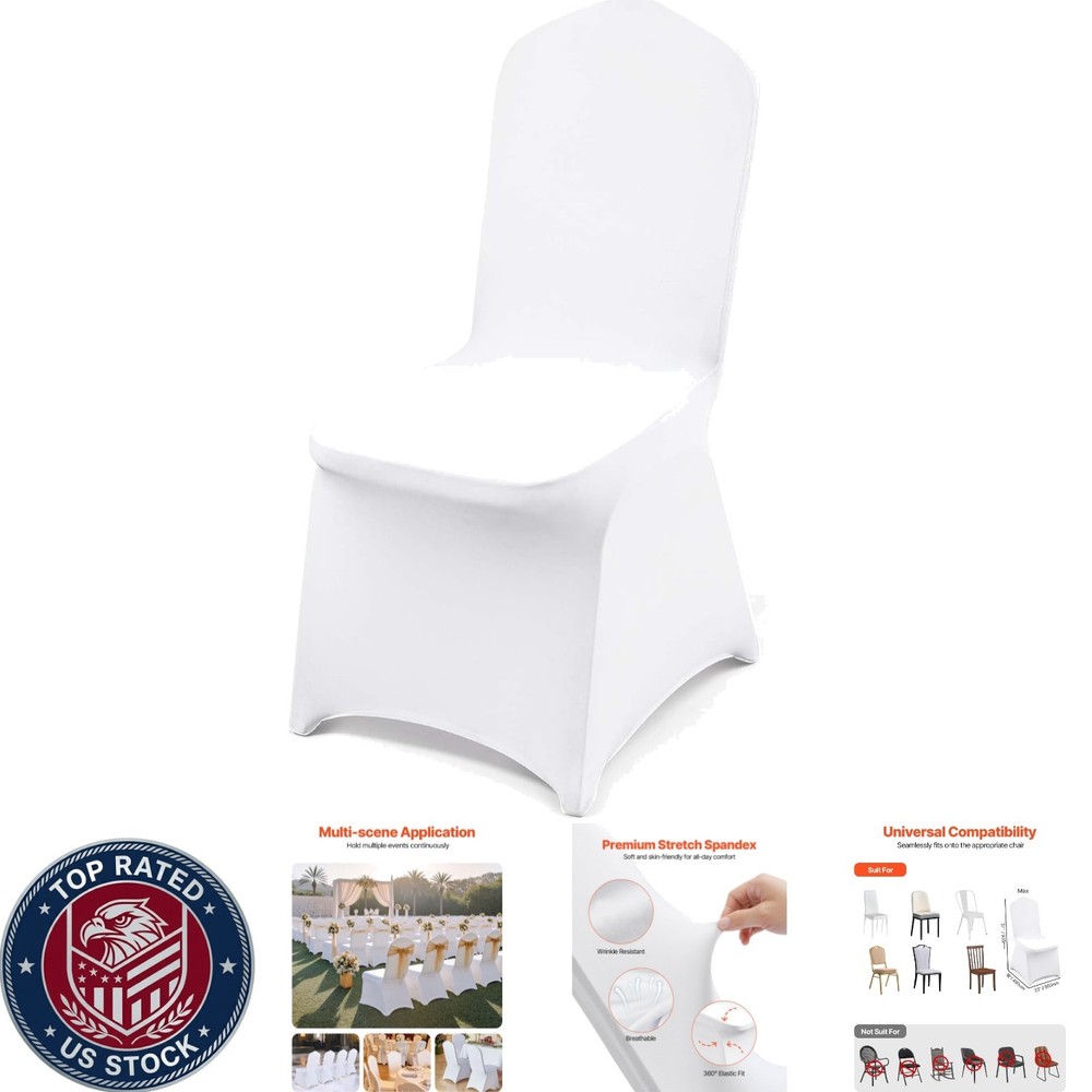 100 Pcs White Slipcovers for Dining Chairs – Stretch & Wrinkle Resistant
