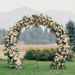 Round Wedding Arch Metal Hoop Garden Arbor for Floral Balloon Garland In/Outdoor