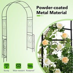 7.9 FT Metal Backdrop Stand Garden Arch Arbor Trellis for Climbing Plants Black