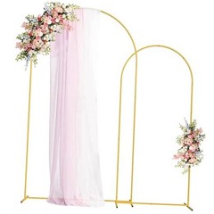 Metal Arch Backdrop Stand Set of 2 Wedding Arch Stand 7.2FT & 7.2FT, 6FT Gold